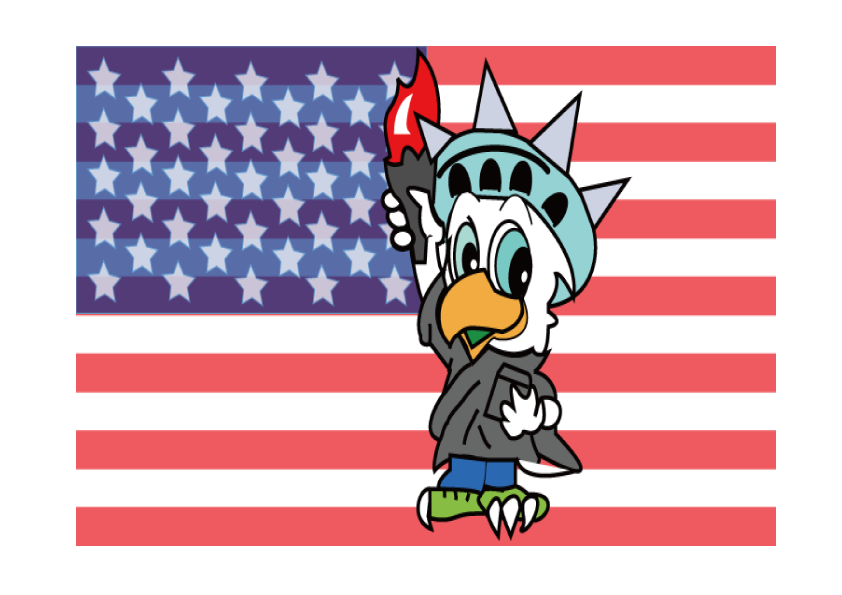 わしとアメリカ国旗