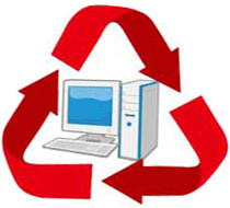 リサイクルマークの中にPC